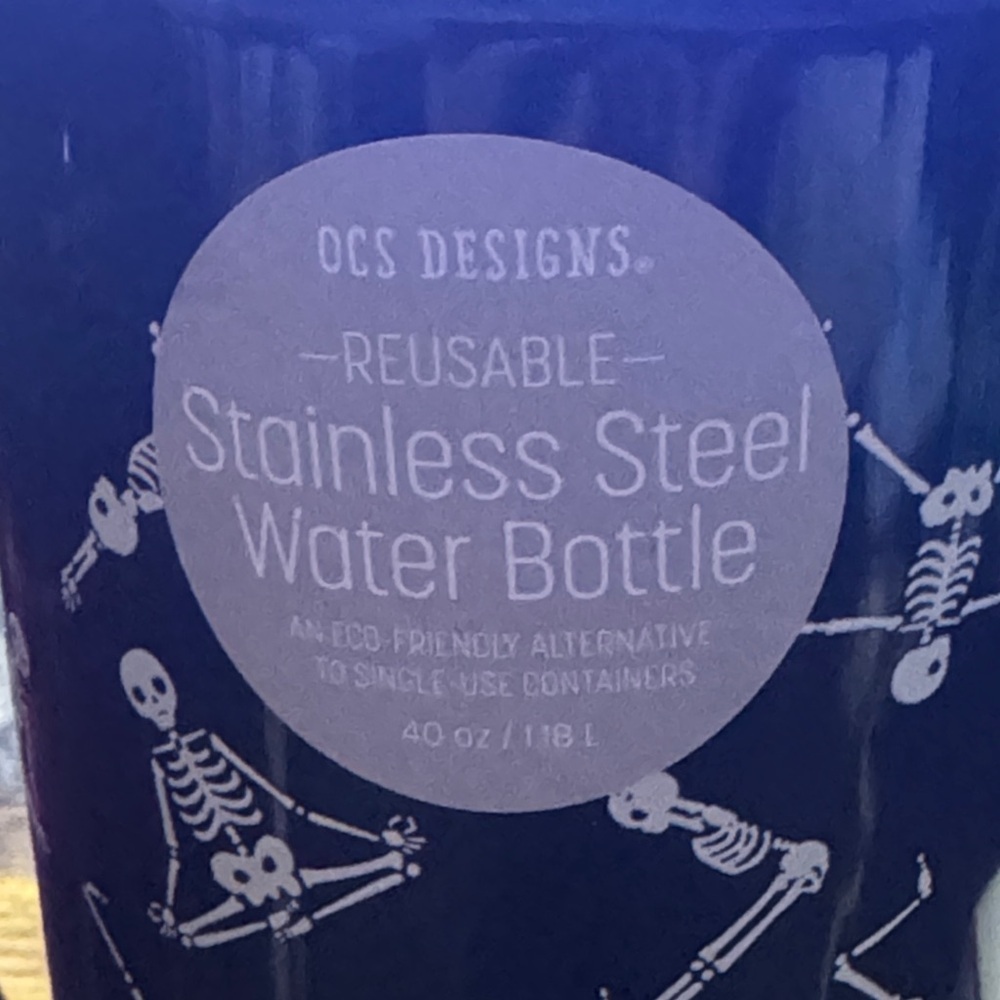 Limited edition skulls skeletons doing yogaStainless Steel Water Bottle - Black - Picture 4 of 5